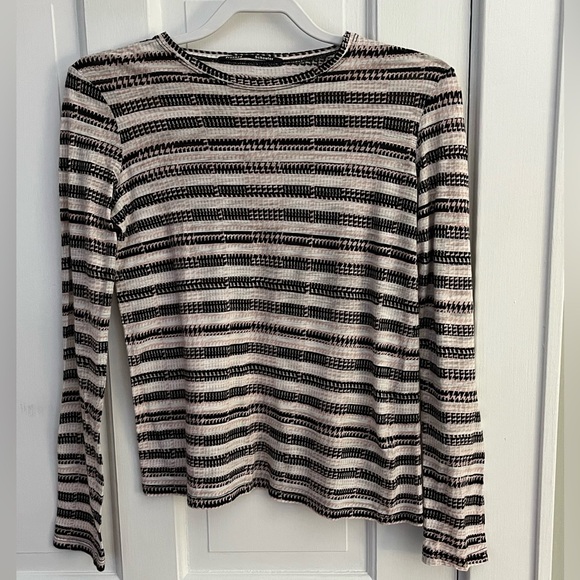 Proenza Schoeler 100% Cotton long sleeve Pinky Taupe White Black Geometric Small - Picture 1 of 10